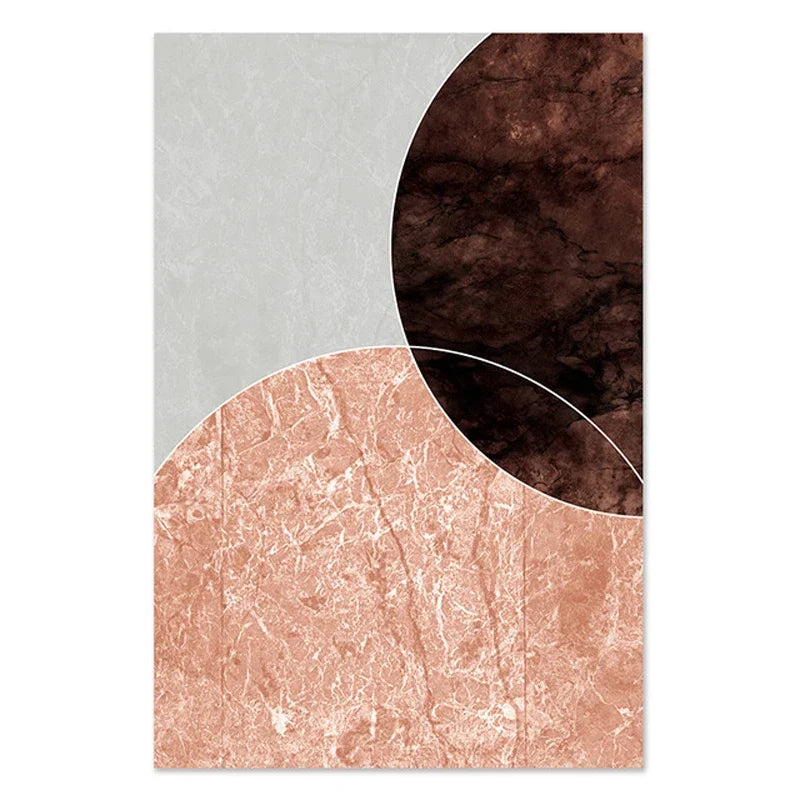 Scandinavian Abstract Gray Pink Granite Wall Art Fine Art Canvas Prints Pictures For Modern Apartment Living Room Bedroom Art Decor | Skanto