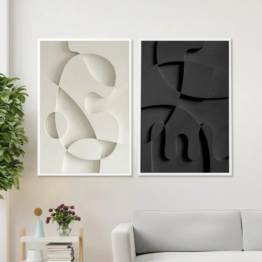 Abstract Minimalist 3D Design Wall Art Artistic Canvas Prints Pictures for Modern Apartment Living Room Dining Room Home Office Decor | Skanto