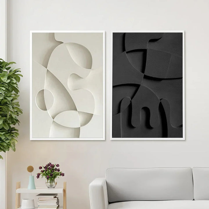 Abstract Minimalist 3D Design Wall Art Artistic Canvas Prints Pictures for Modern Apartment Living Room Dining Room Home Office Decor | Skanto