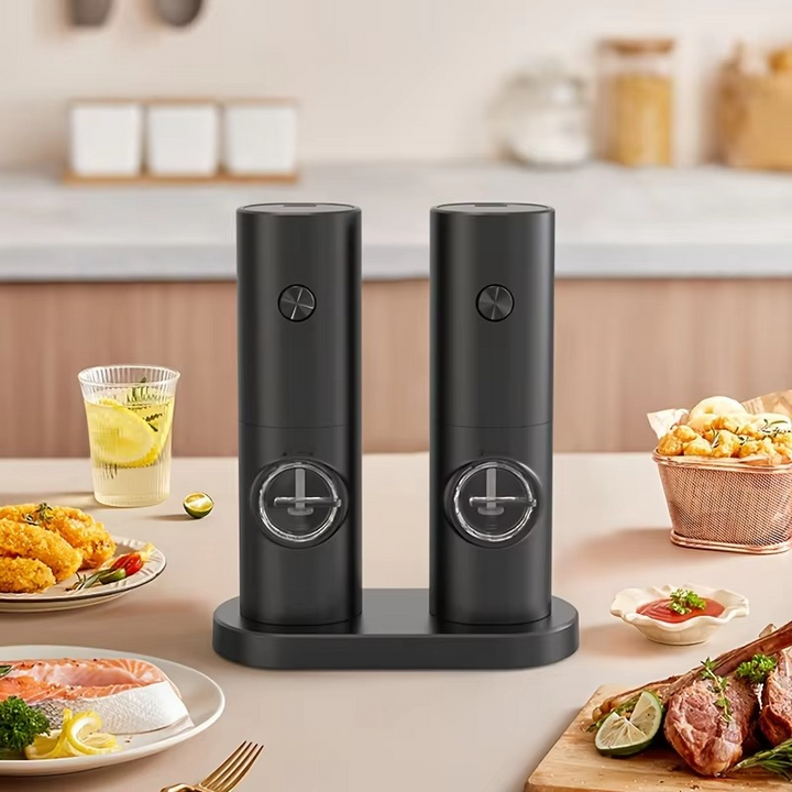 Skanto | Elektrisk pepper- og saltkvernsett med justerbar grovhet og LED-lys