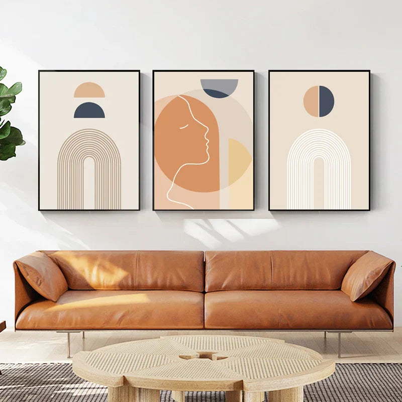 Minimalist Abstract Sun Geometry Wall Art Fine Art Canvas Prints Pictures For Living Room Bedroom, Home Office Art Decor | Skanto