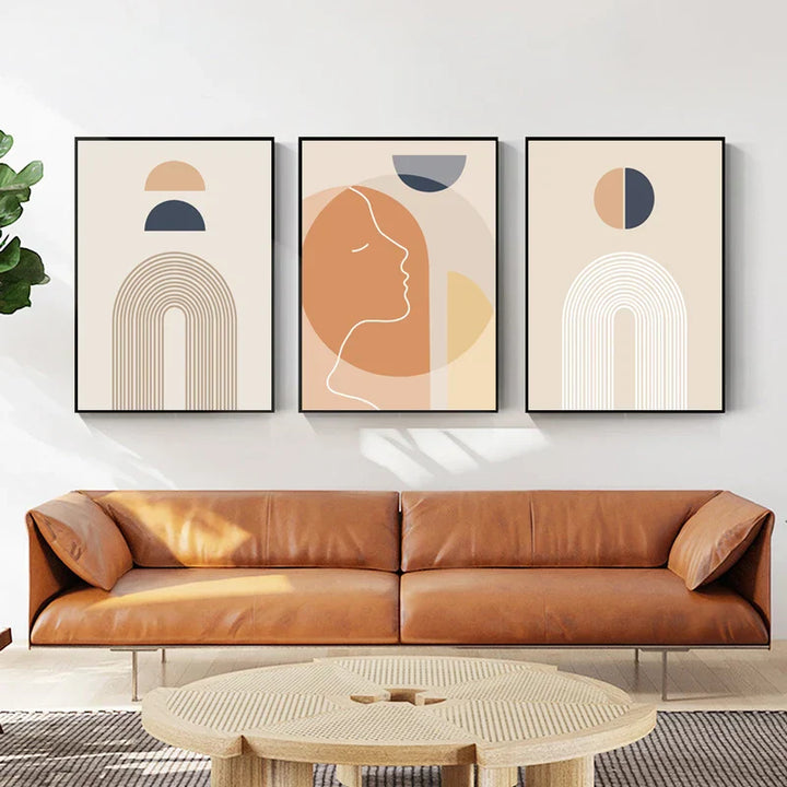 Minimalist Abstract Sun Geometry Wall Art Fine Art Canvas Prints Pictures For Living Room Bedroom, Home Office Art Decor | Skanto