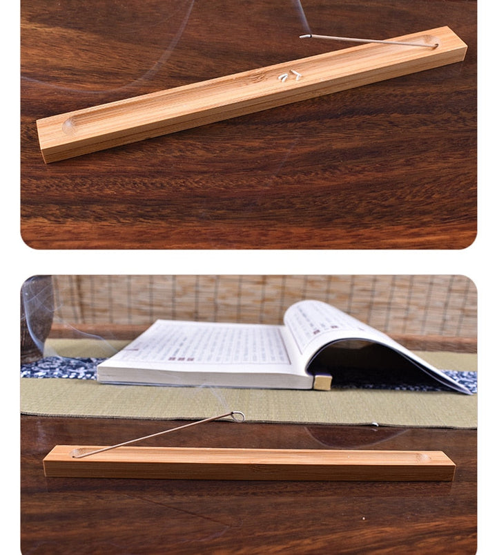 Skanto | Sandeltre Base Tre Røkelse Sticks Holder - 23cm Linje Røkelse Beholder for Hjemmedekor og Aromaterapi
