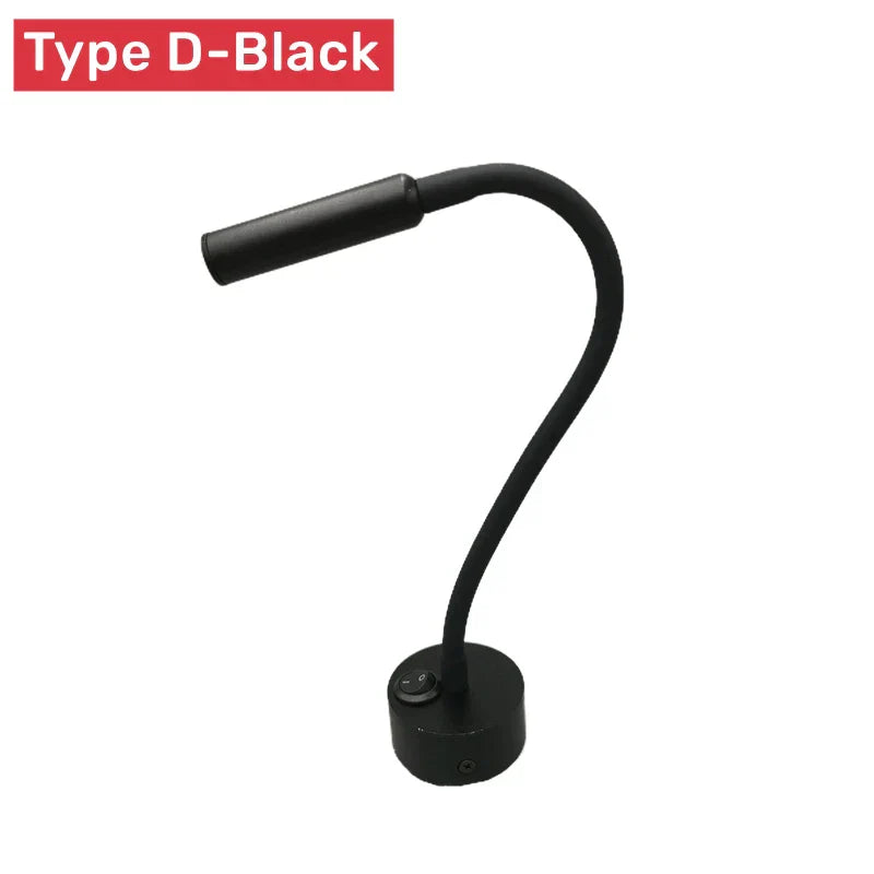 Skanto | Moderne Fleksibel LED Leselampe med Bryter for Soverom og Studie - 1W/3W
