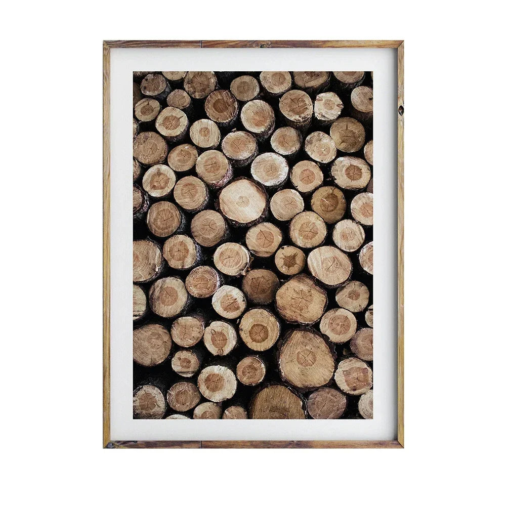 Natural Wood Tree Ring Wall Art Posters Canvas Fine Art Prints Pictures For Modern Farmhouse Living Room Scandinavian Style Home Decor | Skanto