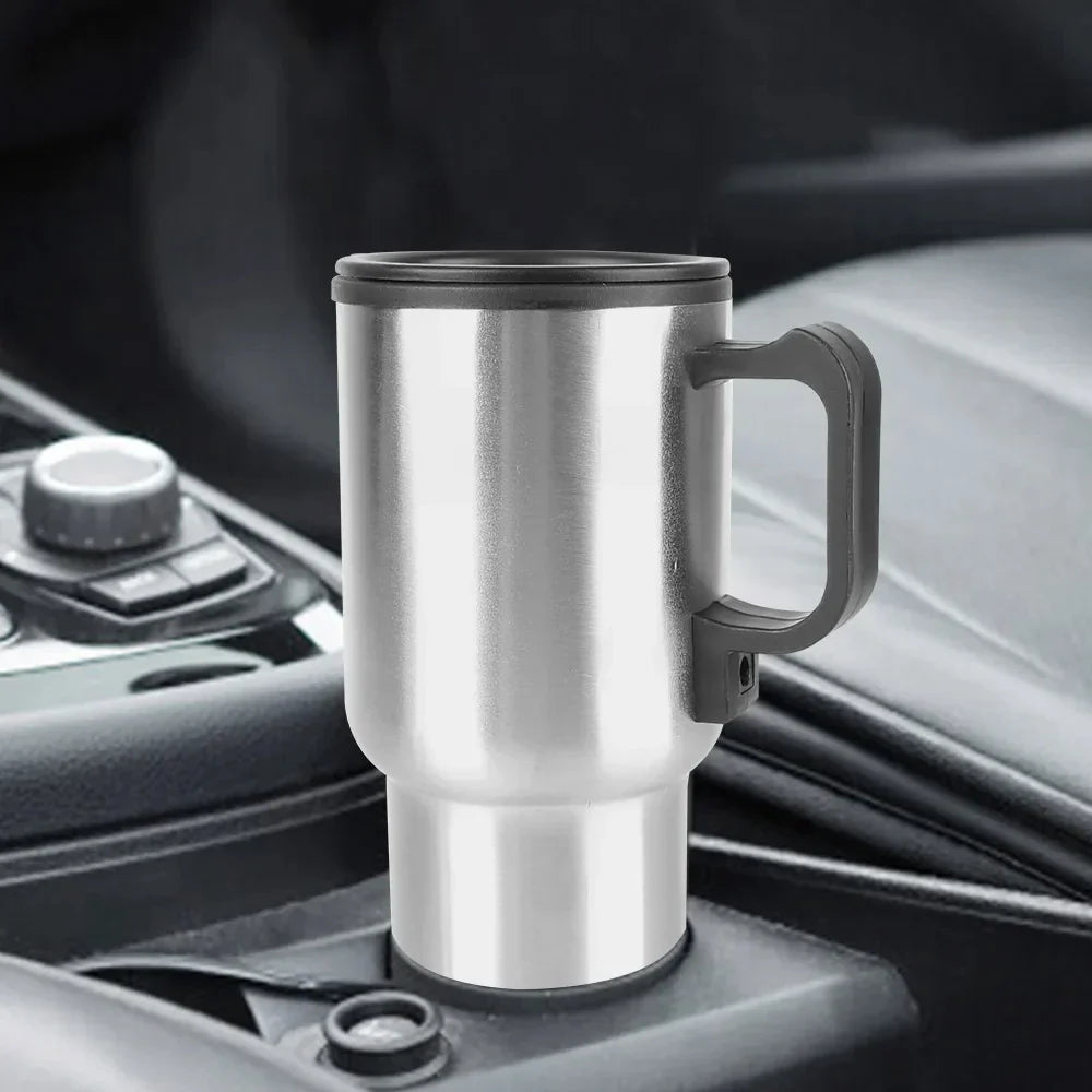 Norvo | 12V Elektrisk varmtvannskjele for bil - 450ml rustfritt stål termokopp for vann, kaffe, melk - Reiser & Camping