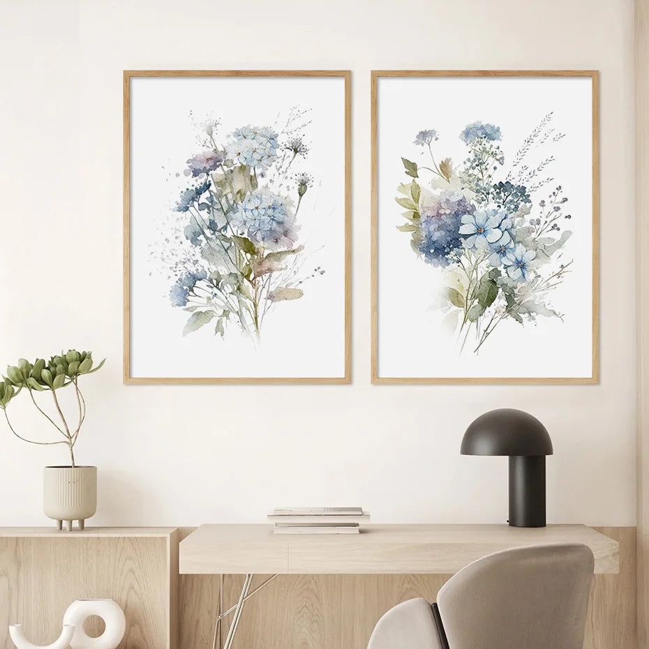 Minimalist Wildflower Watercolor Wall Art Fine Art Canvas Print Botanical Posters Pictures For Living Room Home Decor | Skanto