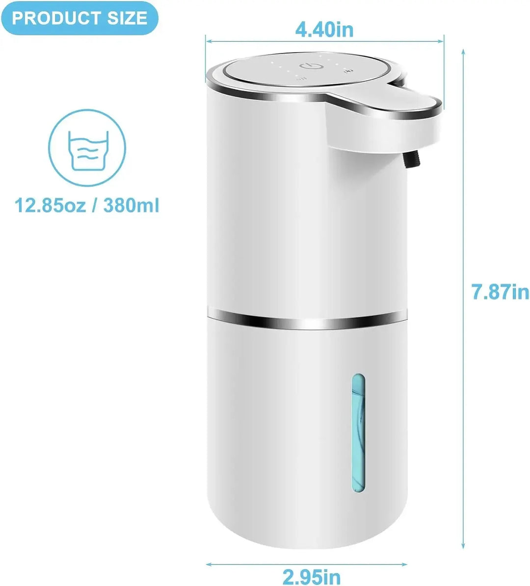 Skanto | Smart 380ml Berøringsfri Skummesåpedispenser - USB oppladbar, 4-trinns skummengdejustering