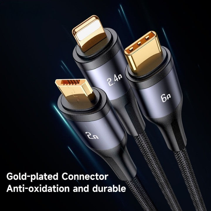 Skanto | 3i1 Digital Skjerm Hurtiglading Universell Lader Kabel