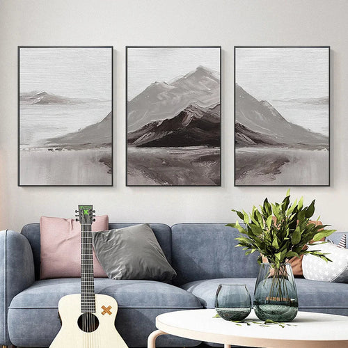 Abstract Gray Mountain Landscape Wall Art Canvas Prints Pictures For Modern Apartment Living Room Dining Room Art Decor | Skanto