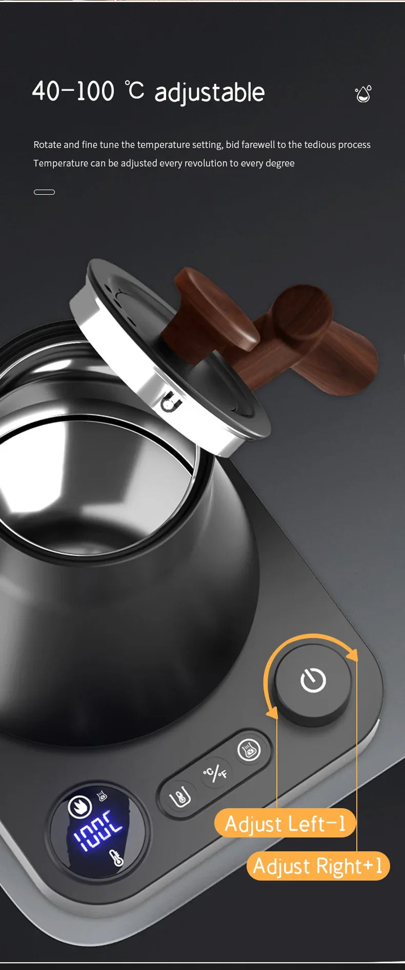 Skanto | 1200W Intelligent Elektrisk Vannkoker - Goose Neck Hånd Brygget Kaffe-kanne for Melkepulver & Presis Brygging