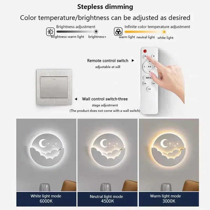 Skanto | Magisk LED Vegglampe med Måne og Stjerner │ Skap en Fortryllende Atmosfære i Rommet Ditt