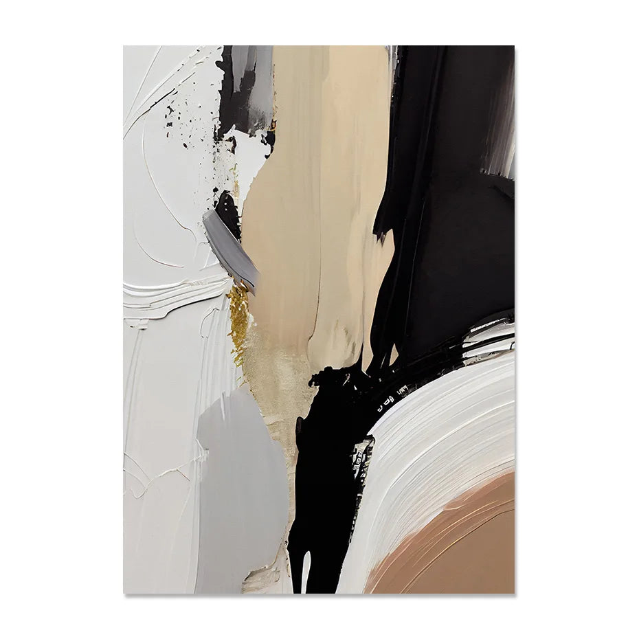 Earthen Contours Abstract Monochrome Fusion Canvas Print Wall Art Pictures For Modern Living Room Bedroom Home Office Decor | Skanto