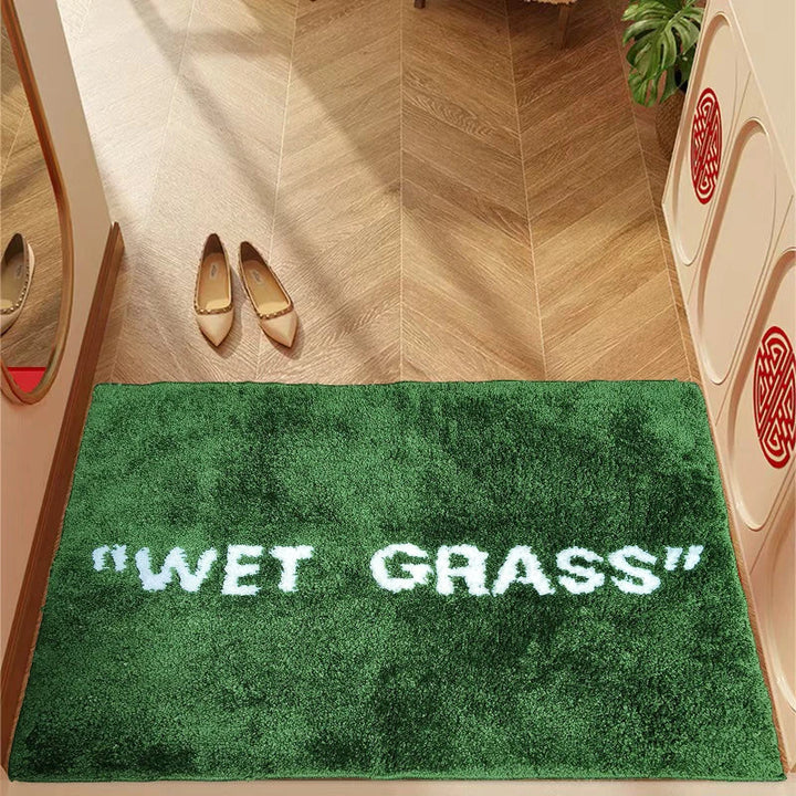FreshLawn Comfort Mat – Trendy "Fuktig Gress" Dørmatte i Grønn med Myk Pluss | Skanto