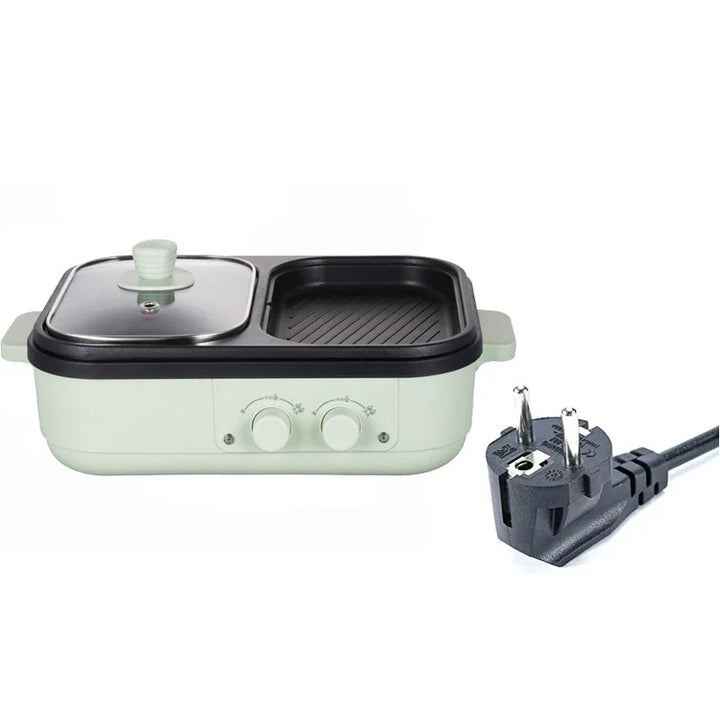 Skanto | 2 i 1 Non-stick Shabu Gryte og Grill - Multikoker for BBQ, Shabu Shabu, Biff, Ramen og Nudler, Elektrisk Kjele
