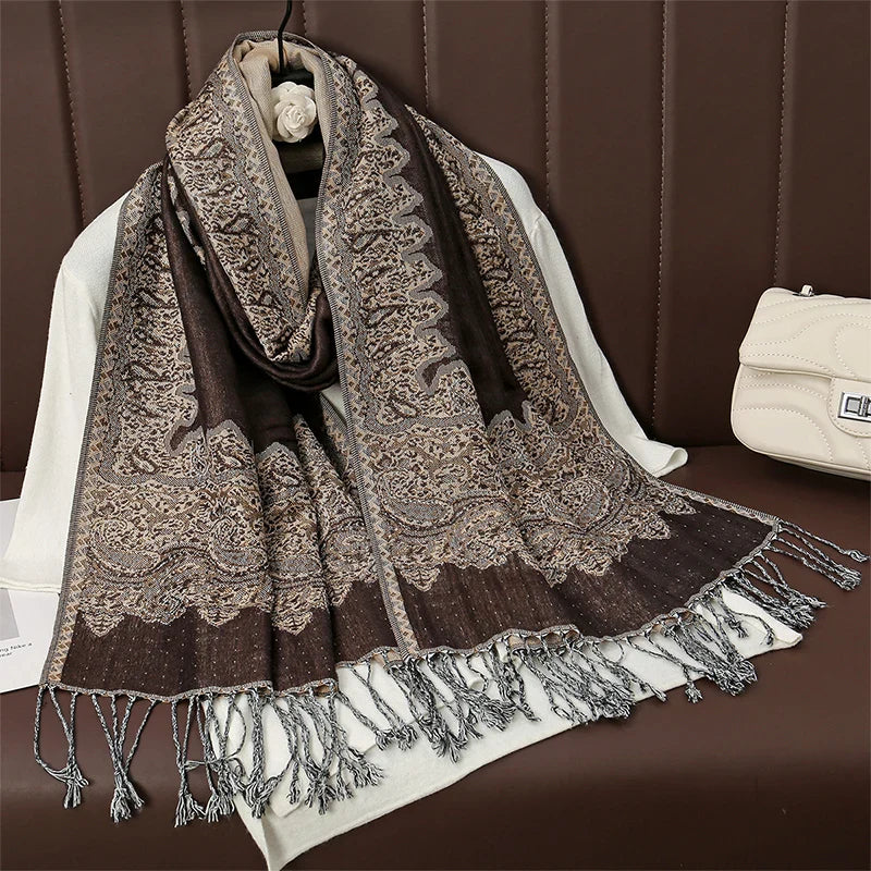 Skanto | Élégancea | Dame skjerf | Cashmere følelse | 70 × 190 cm | Luksus trykk & varm