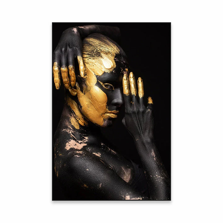 Golden Girl Fashion Wall Art Fine Art Canvas Prints Modern Abstract Portrait Pictures For Living Room Bedroom Boutique Lounge Art Decor | Skanto