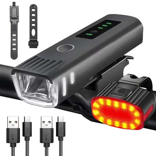 Skanto | USB Oppladbart Sykkel Front- og Baklys Sett med LED Hodelykt for Nattsykling