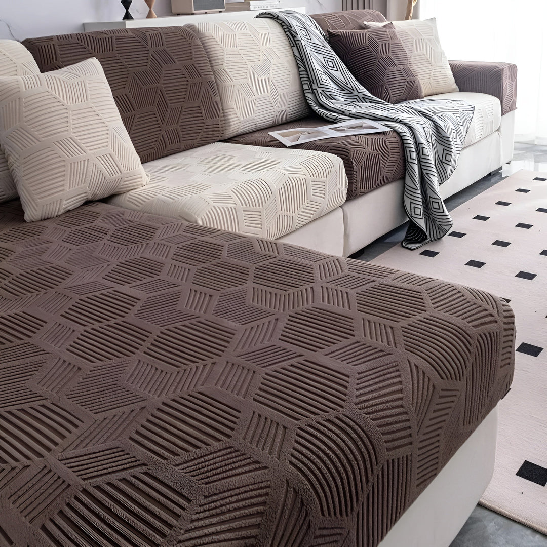 Jacquard Sofa Cover med Geometrisk Mønster – Myk & Katt-vennlig | Perfekt for Beskyttelse og Koselige Oppholdsrom | Skanto