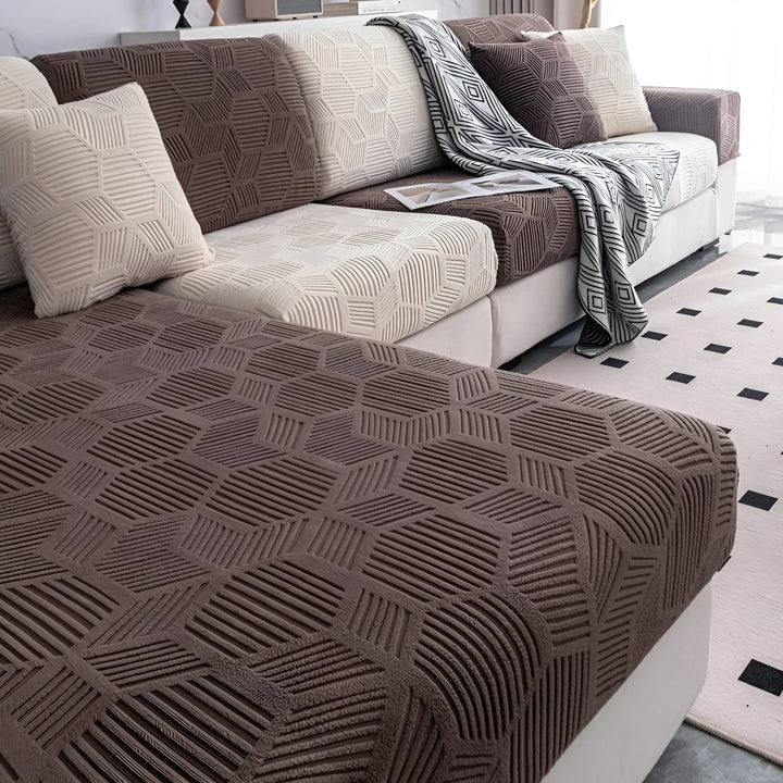 Jacquard Sofa Cover med Geometrisk Mønster – Myk & Katt-vennlig | Perfekt for Beskyttelse og Koselige Oppholdsrom | Skanto