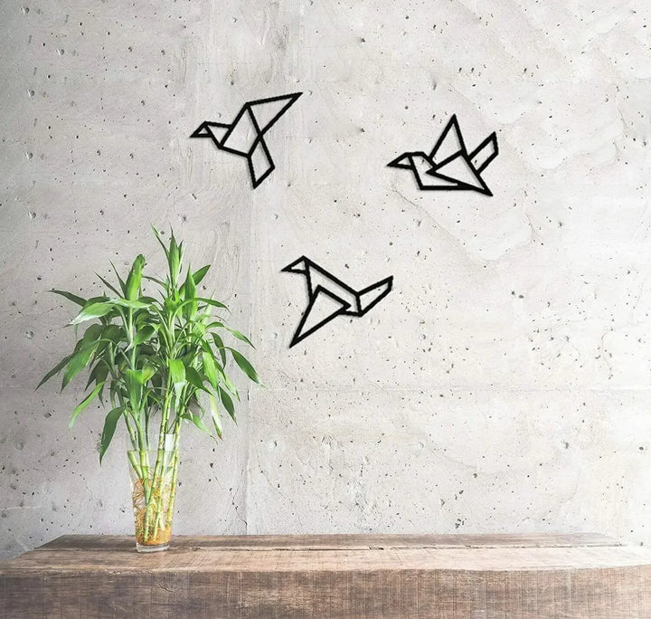 Set of 3Pcs Iron Geometric Birds 3D Wall Decoration For Nordic Living Room Dining Room Bedroom Wall Decor | Skanto
