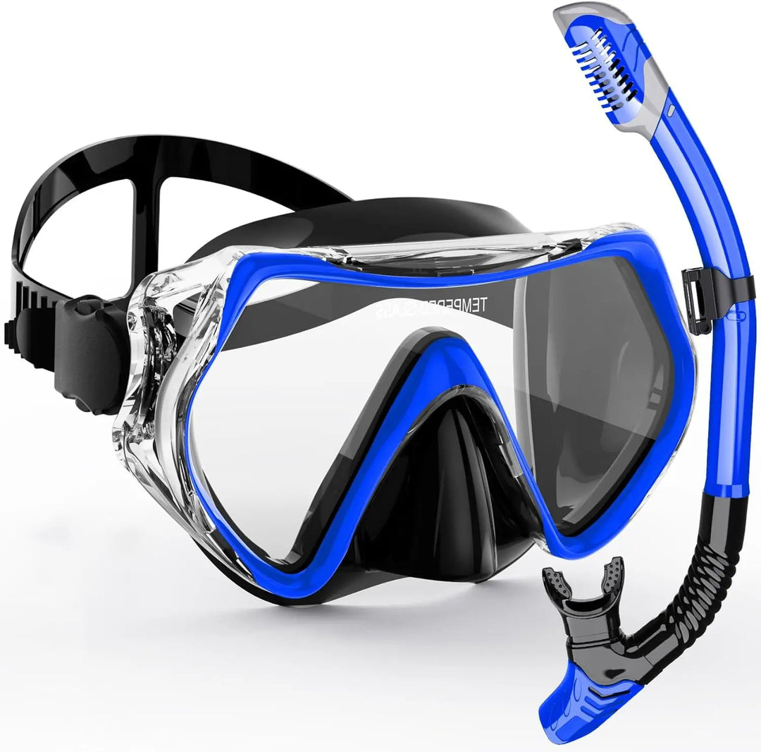 Skanto | AquaVision Snorkelmaske Sett for Voksne | Anti-dugg & Støtbestandig | Silikonramme & Tørrsnorkel | 180° Synsfelt