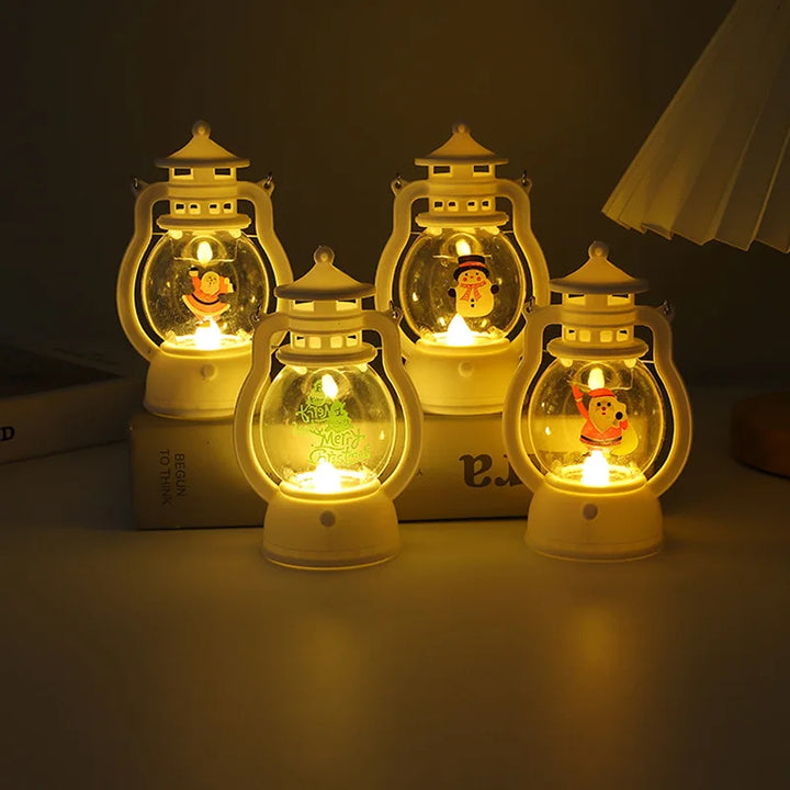 Mini julelampe med LED-belysning - Bærbar dekorativ lantern for festlig dekorasjon, vinter- og julesesong | Skanto