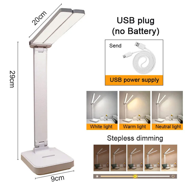 Skanto | LumiFold | LED Skrivebordslampe | 3 Lysnivåer & Berøringskontroll | USB Oppladbar & Sammenleggbar