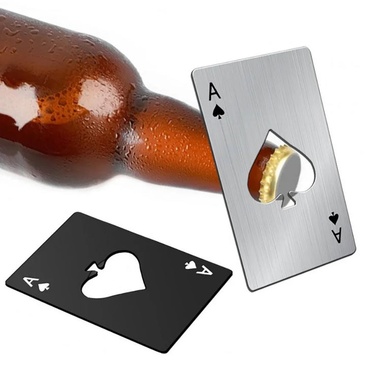 Skanto | Kreativ Poker flaskeåpner: Rustfritt stål kredittkortstørrelse - Bar- og restaurant-øltreverktøy gave