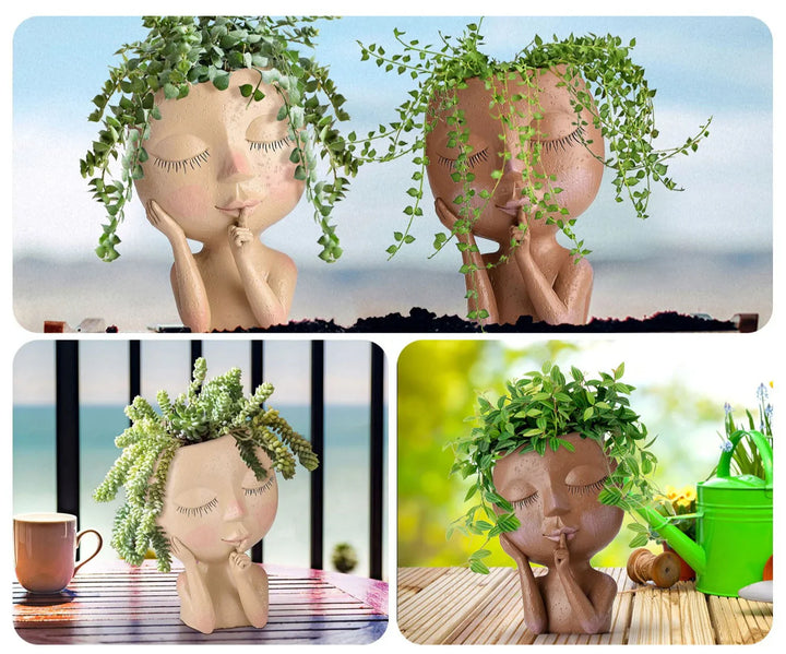 Skanto | Dekorativ Blomsterpotte – Kreativ Plantepotte med Ansikt for Stueplanter & Sukulenter