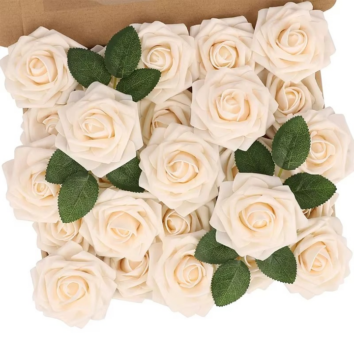 Skanto | Realistiske Røde Kunstige Rosen med Stammer (Pakke med 25/10)