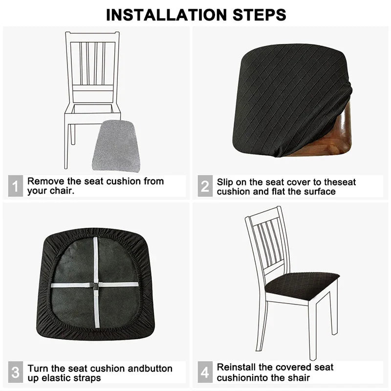 Norvo | CasaLino | Vanntette Stolsete Dekker | Elastisk & Vaskbar | Rutete Design | 4 Varianter | For Kjøkken & Spiseplass