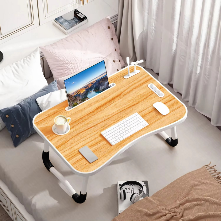 Skanto | Bærbart sammenleggbart laptopbord med USB-lampe, vifte og koppholder - 15,75" x 23,62"