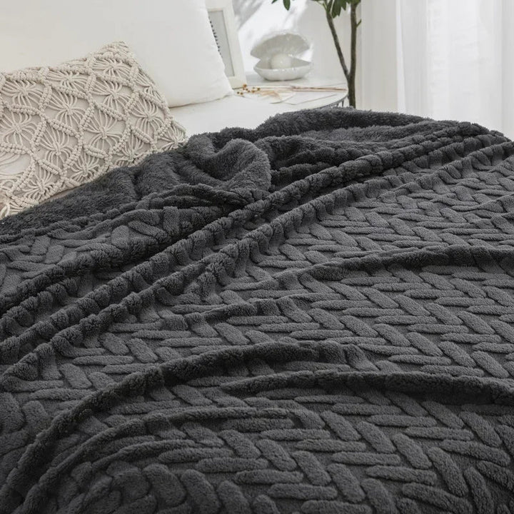 Skanto | Jacquard Fleece Teppe CozyWeave | Enkelt lag & Dobbelt sidet | Myk Tafu & Shu bomullsfleece | For høst & vinter