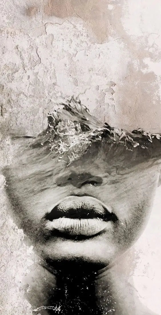 Modern Abstract Portrait Superposition Landscape Wall Art Canvas Print B&W Art for Modern Living Room Entryway Foyer Decor (Unframed) | Skanto