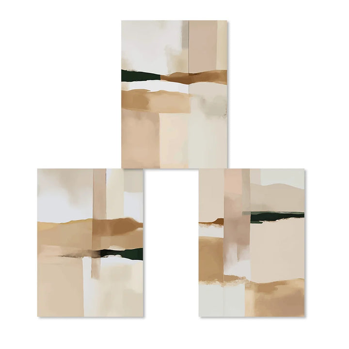 Neutral Color Block Beige Black Wall Art Fine Art Canvas Prints Modern Abstract Pictures for Living Room Bedroom Art Decor | Skanto