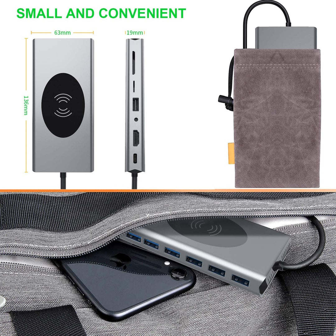 Skanto | 15i1 USB-C Trådløs Laderstasjon Docking Stasjon