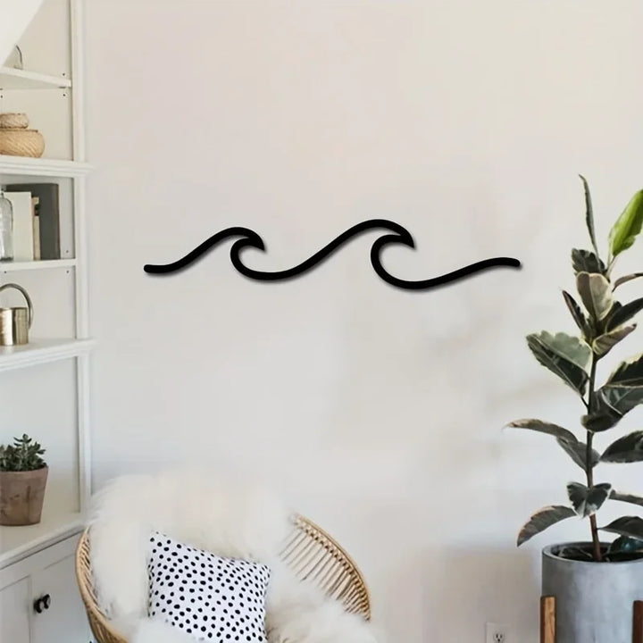 Minimalist Metal Ocean Wave Art 3D Wall Decor for Living Room Bedroom Modern Home Interior Styling | Skanto