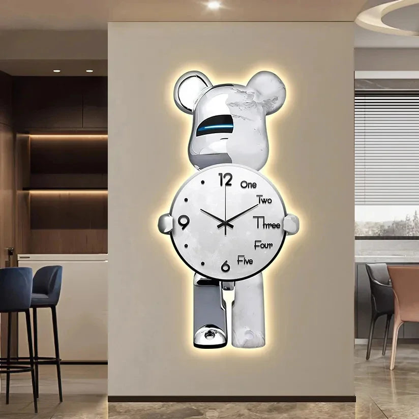 Glødende Stjerne Bamse LED Veggklokke | Skanto