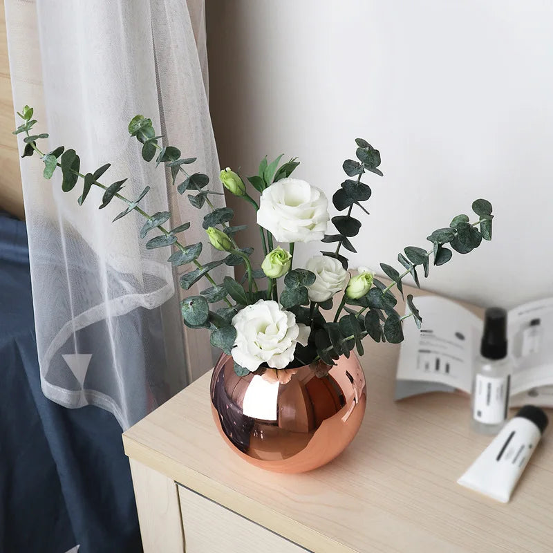 Skanto | Rustfritt Stål Vase i Nordisk Stil Skrivebord Blomsterpotte BeFlower Pots Gull Svart Roségull Klassisk Hjem Dekorasjon