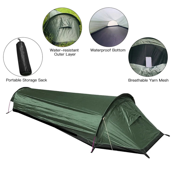Skanto | Trekvento SoloShield Ultralett Enkeltelt | Vanntett & Vindstøtende | Med Aluminiumstenger & Lagringspose | For Fotturer, Turer & Camping