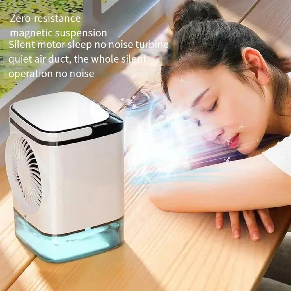 USB Bærbar Mini Air Conditioner Vifte – 3-Hastighets Skrivebords Kjølevifte med LED Nattlys, Luftkjøler for Hjemmet, Kontoret og Camping | Skanto