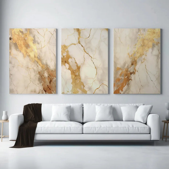Modern Black Beige Gold Fluid Marble Print Abstract Wall Art Fine Art Canvas Prints Pictures for Living Room Bedroom Decor | Skanto