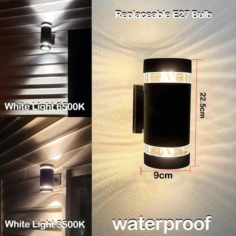 Skanto | LumiBloc LED Utendørs Vegglampe – Moderne IP65 Opp & Ned Design med E27 Sokkel
