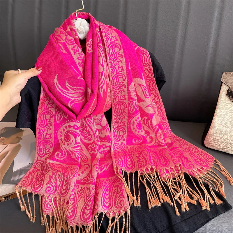 Skanto | Élégancea | Dame skjerf | Cashmere følelse | 70 × 190 cm | Luksus trykk & varm