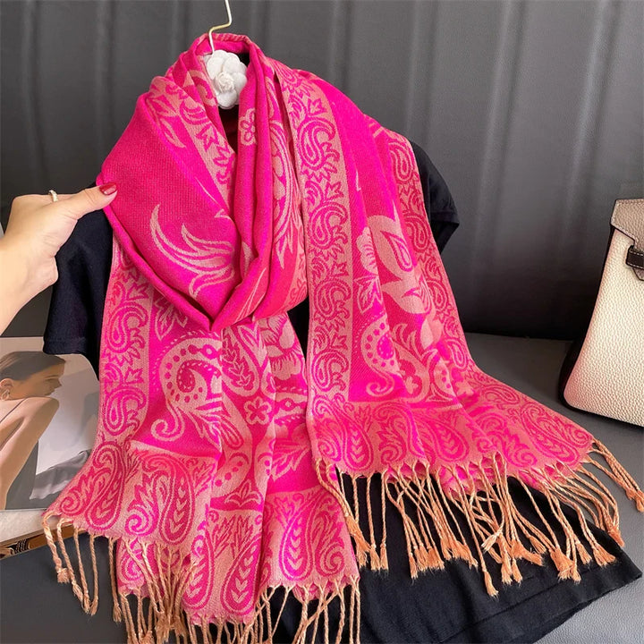 Skanto | Élégancea | Dame skjerf | Cashmere følelse | 70 × 190 cm | Luksus trykk & varm
