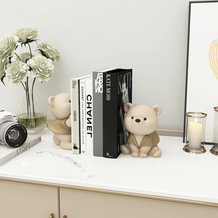 Milo Bear Bokstøtte Dekorativ Figurine i Kremfarge | Skanto