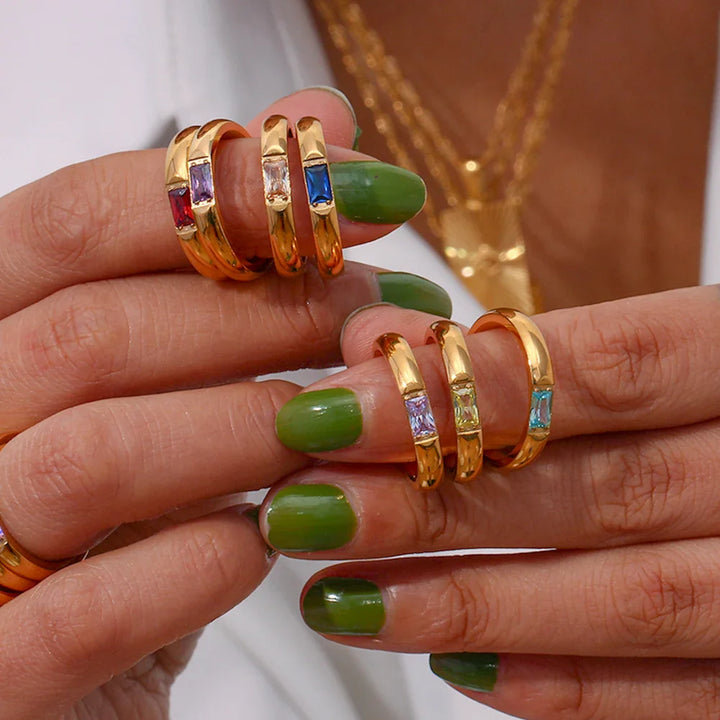 Skanto | 18k Baguette Cut Fødselsstein Ring
