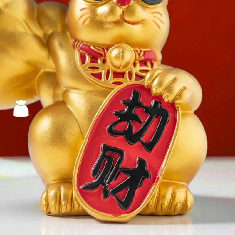 Skanto | Stor hånd, glad rikdom, vinkende katt, gullfarget vinkende håndkatt, hjemmeinnredning, velkomment vinkende katt, skulptur, statue, dekor, bilornament, butikkgave
