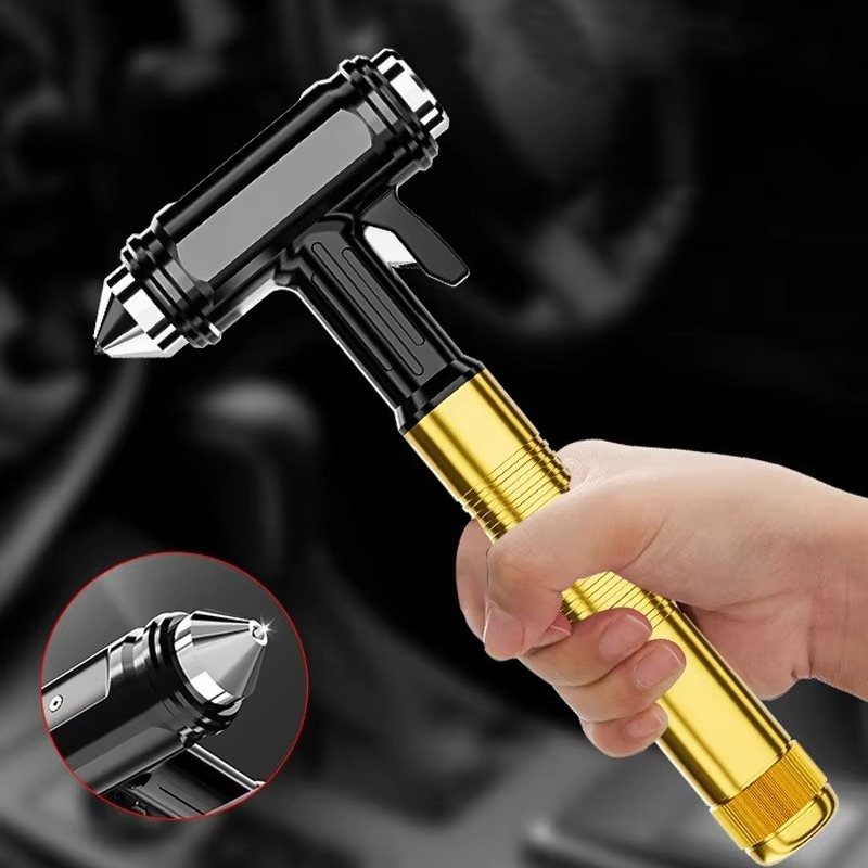 Ganzmetall-Sicherheitsfensterhammer for Autos – Notfall-Glasbrecher og Sicherheitsgurtschneider